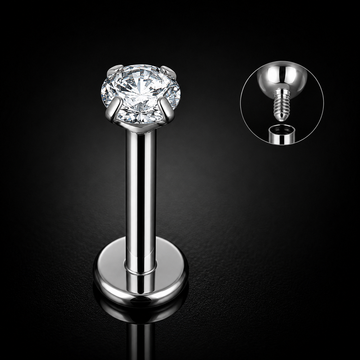LUMEN gioiello per piercing in titanio F136 con filettatura interna